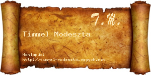 Timmel Modeszta névjegykártya